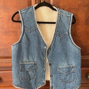 Denim Sherpa-Lined Vest